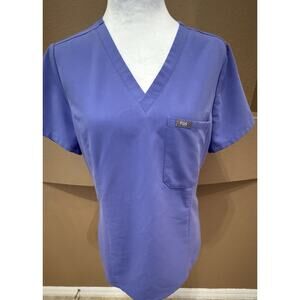 Figs Technical Collection Scrub Top Women’s Scrubs Indigo Purple One Pocket Sz S